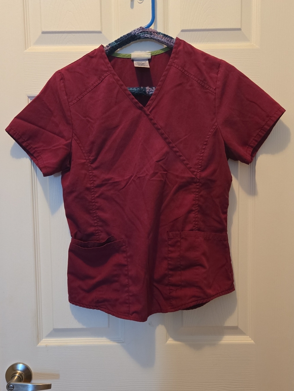 Scrubstar Women's Wrap-Front Scrub Top in Burgundy XS